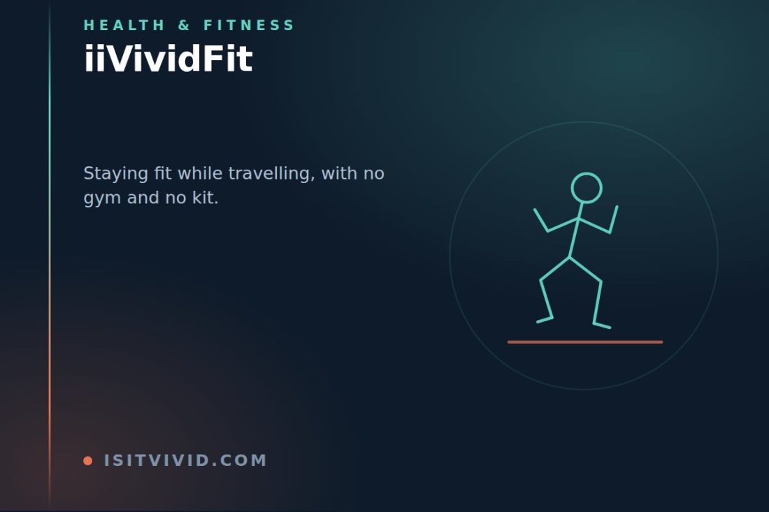 Line illustration of a running figure, representing the iiVividFit approach to training while travelling