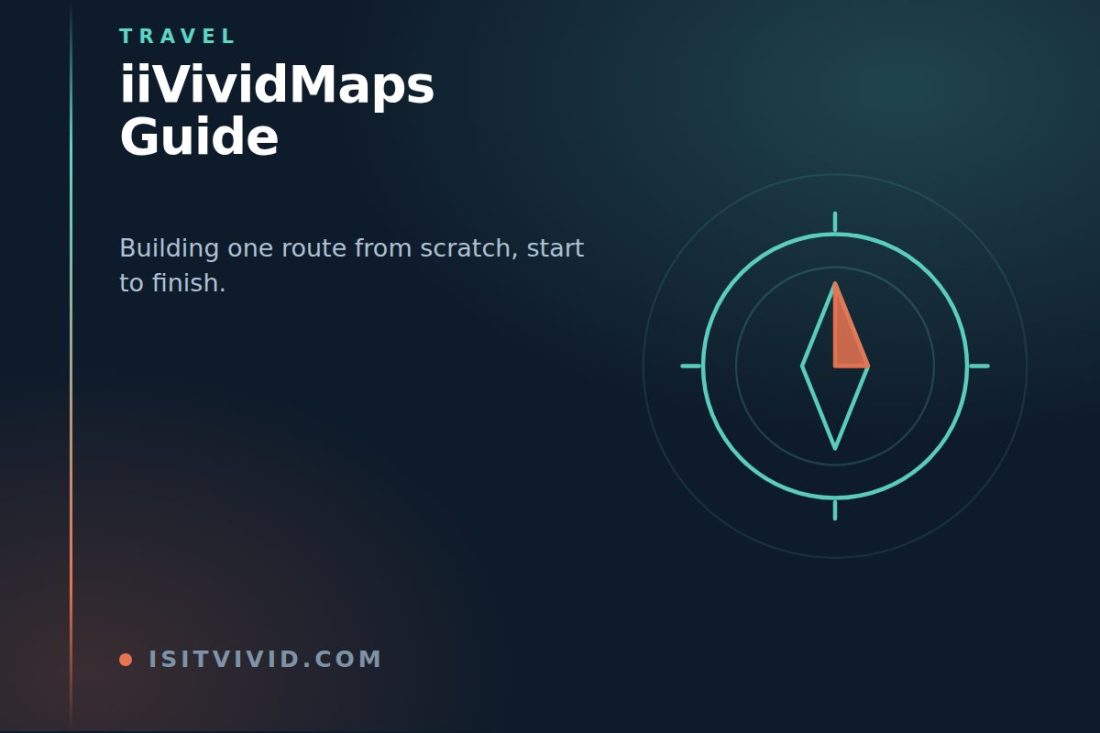 Line illustration of a compass rose, representing the iiVividMaps guide to building a route