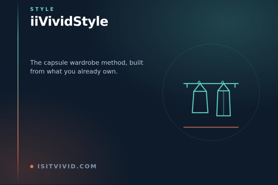 Line illustration of a clothes rail holding two garments, representing the iiVividStyle capsule wardrobe method